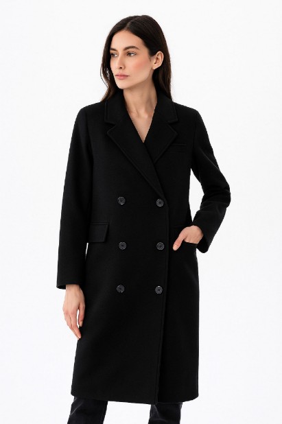 Picture of Double-Breasted Wool Coat with Lapel Collar