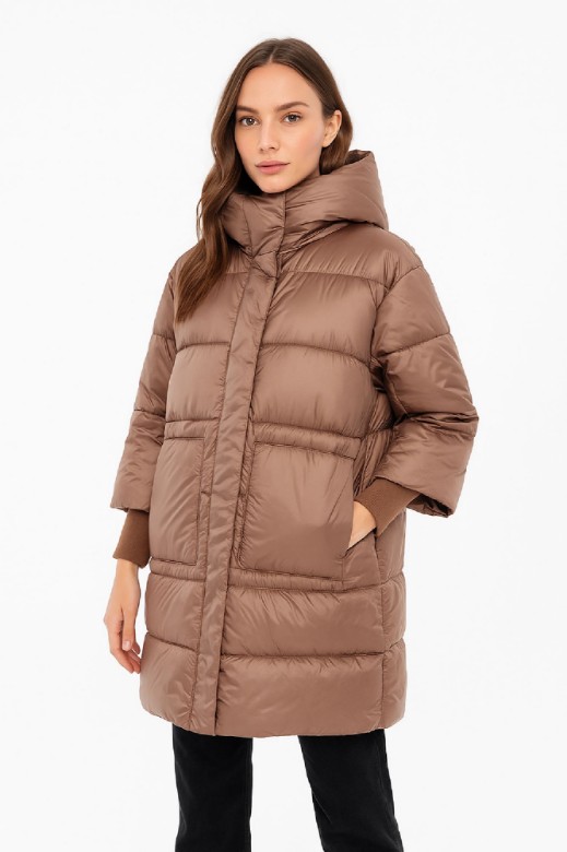 Picture of Long Quilted Puffer Jacket with Hood