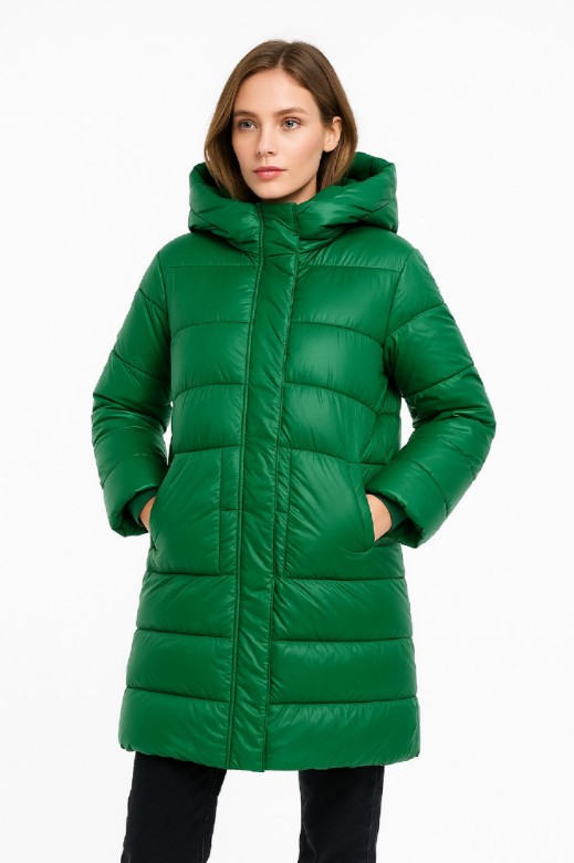 Picture of Long Quilted Puffer Jacket with Hood