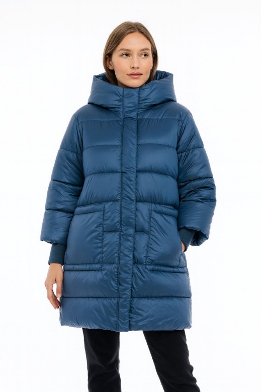Picture of Long Quilted Puffer Jacket with Hood