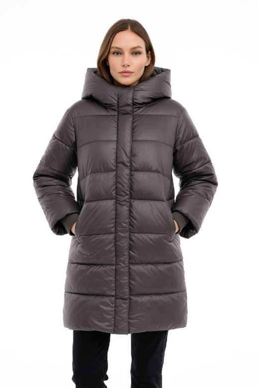 Picture of Long Quilted Puffer Jacket with Hood