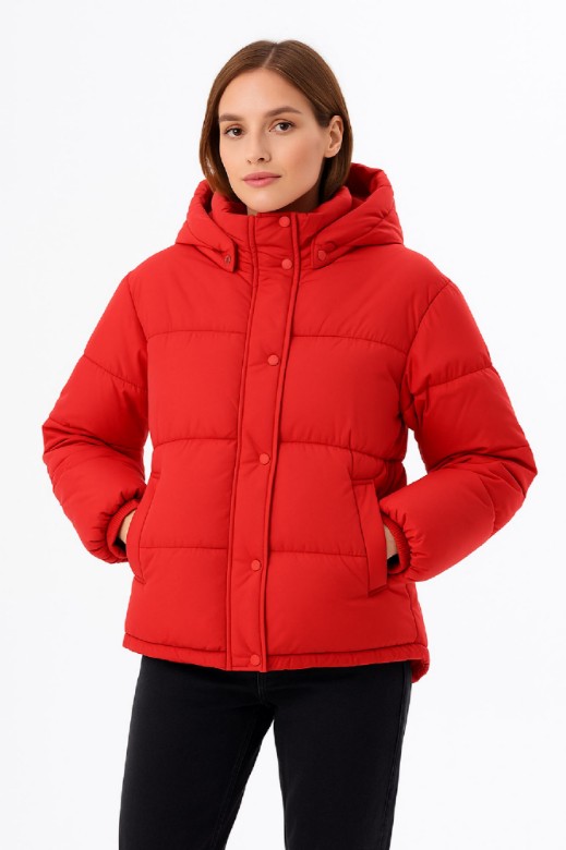 Picture of Short Quilted Puffer Jacket with High Collar and Shoulder Details