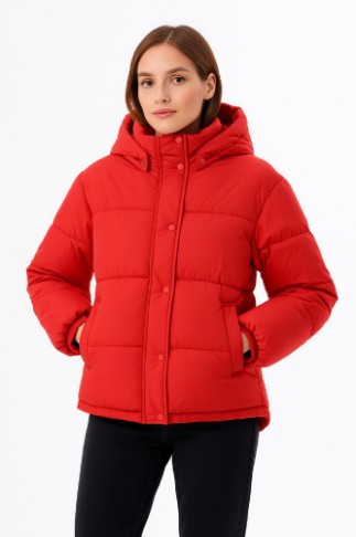 Picture of Short Quilted Puffer Jacket with High Collar and Shoulder Details