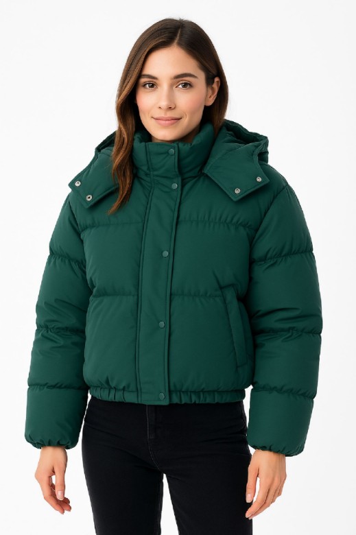 Picture of Short Quilted Puffer Jacket with High Collar and Shoulder Details