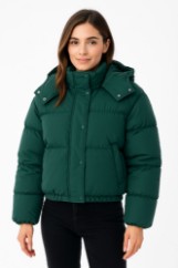 Picture of Short Quilted Puffer Jacket with High Collar and Shoulder Details