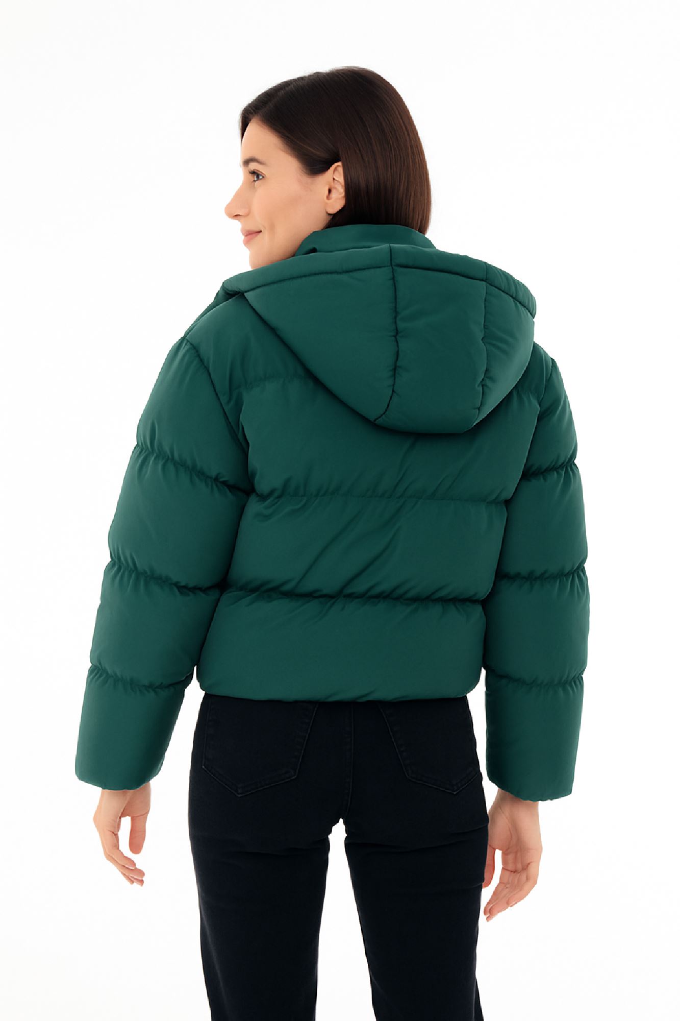 Picture of Short Quilted Puffer Jacket with High Collar and Shoulder Details