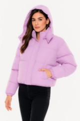 Picture of Short Quilted Puffer Jacket with High Collar and Shoulder Details