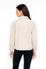 Picture of Short Faux Leather Jacket with Button Closure