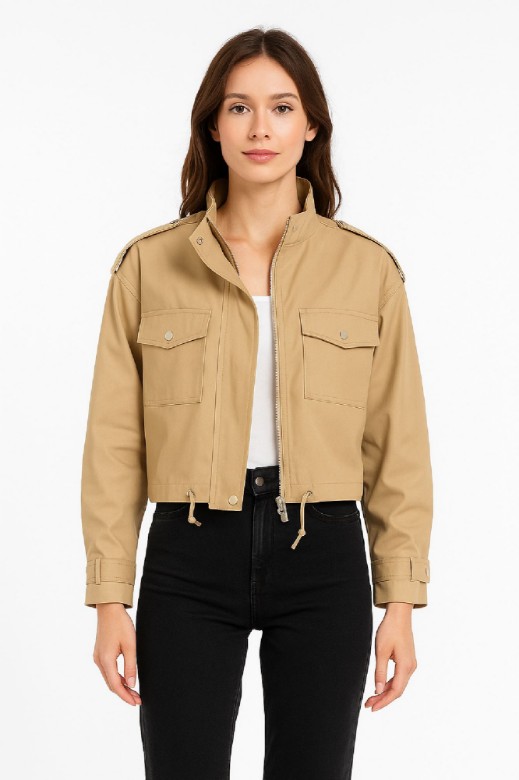 Picture of Short Utility Jacket with Pockets and Button Details
