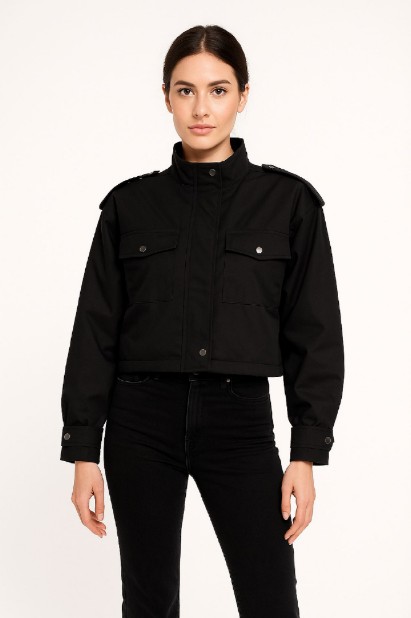 Picture of Short Utility Jacket with Pockets and Button Details