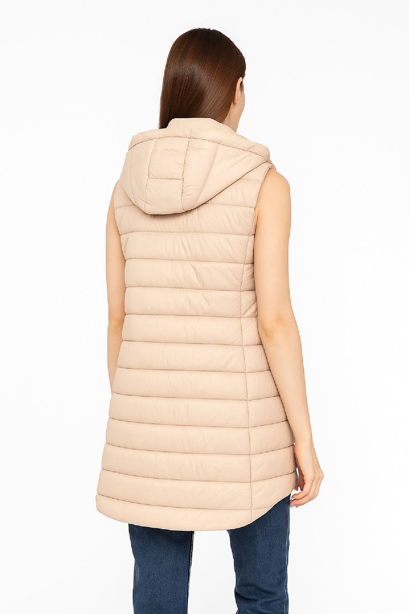 Picture of Long Quilted Puffer Vest with Hood