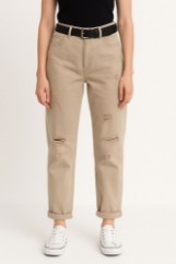 Picture of High-Waisted Mom-Fit Pants with Ripped Detail