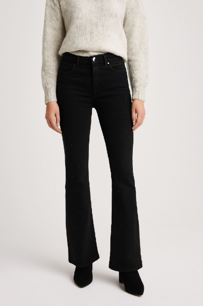 Picture of High-Waist Flared Jeans with Subtle Rhinestone Details