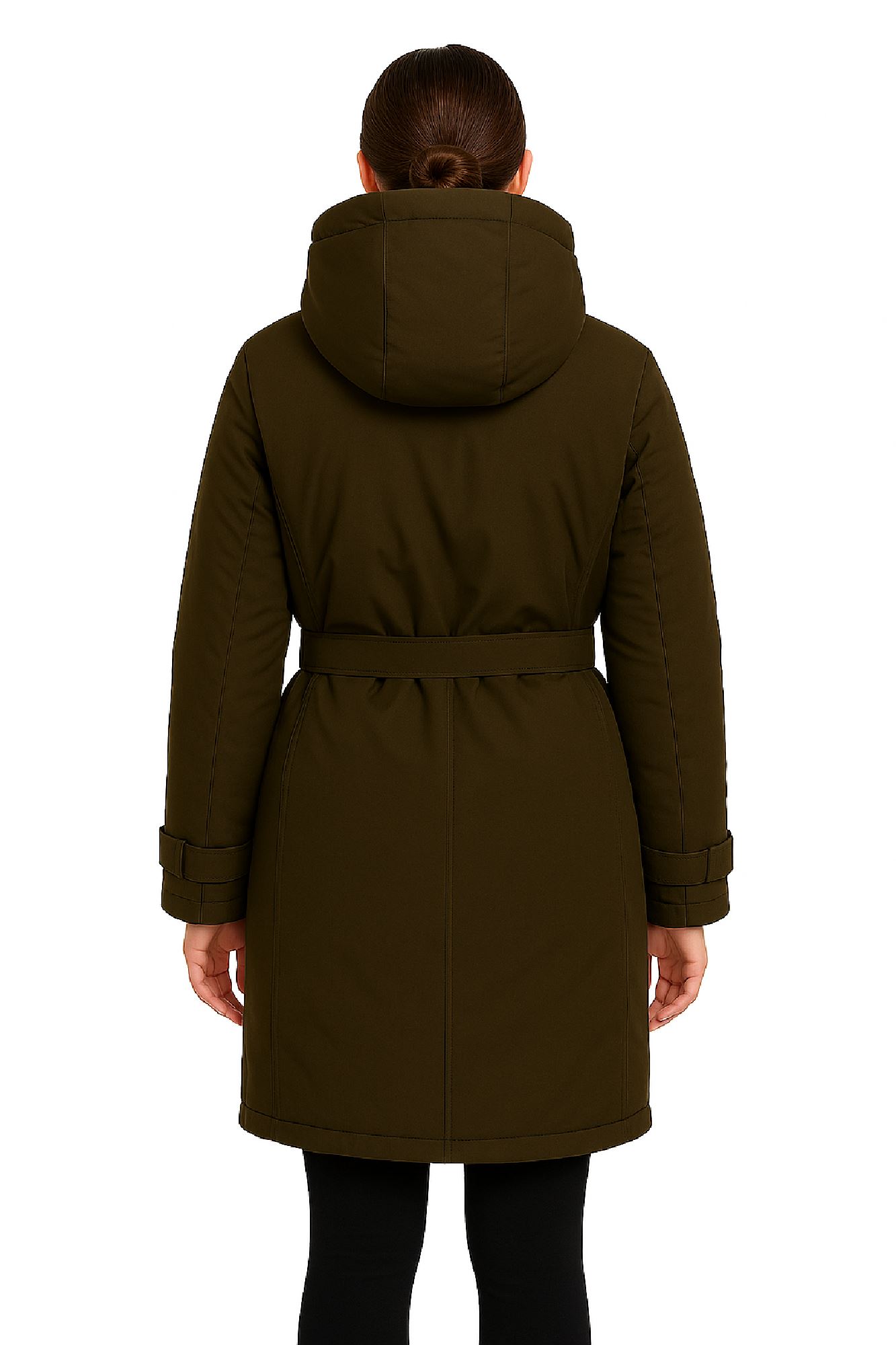 Picture of Long Puffer Coat with Belt & Hood