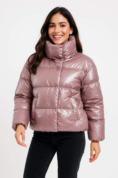 Picture of Glossy Puffer Jacket with High Neck

