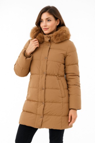 Εικόνα της b'Μακρύ Puffer Μπουφάν με Γούνα