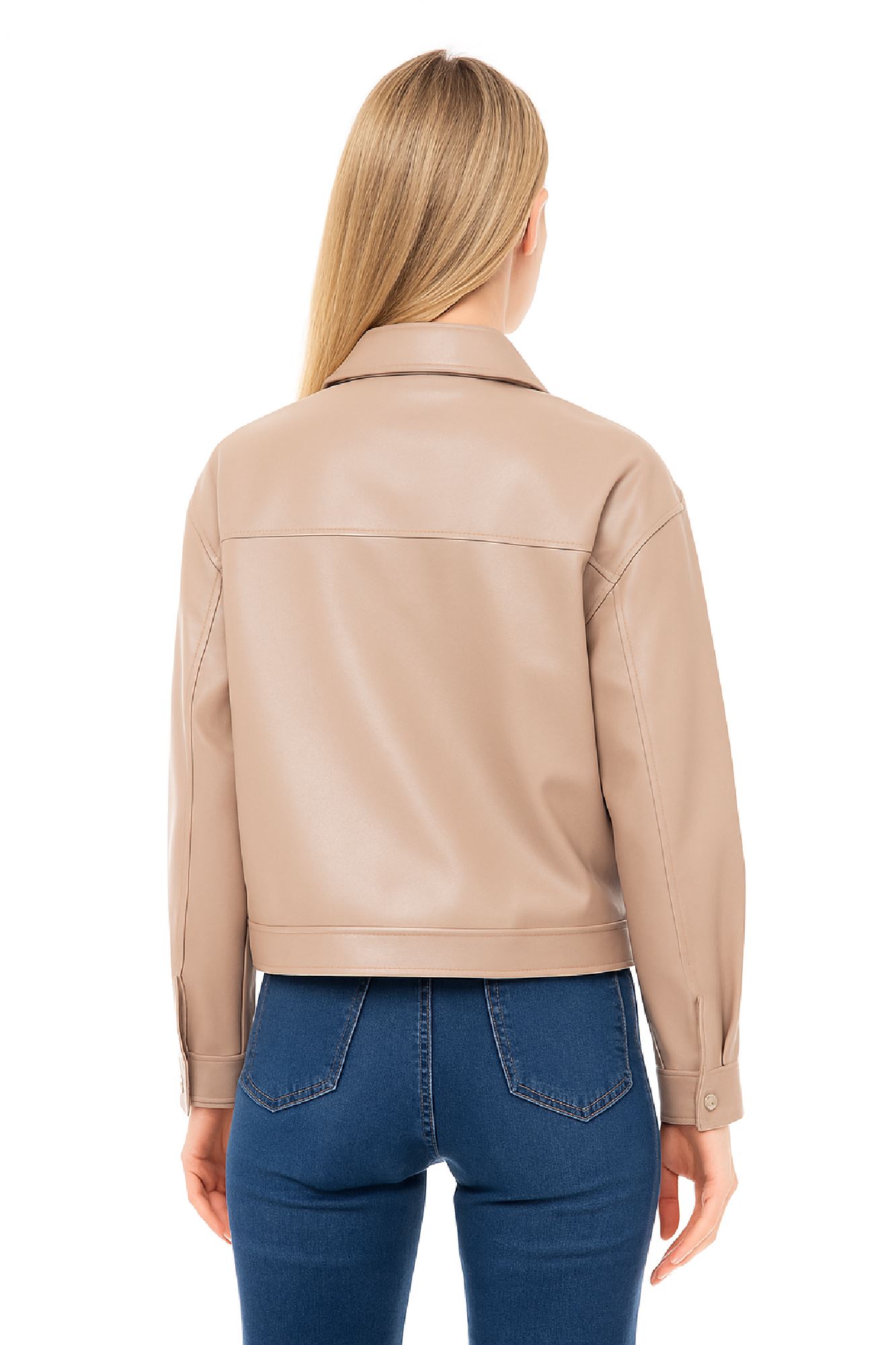 Picture of Short Faux Leather Jacket with Front Pockets