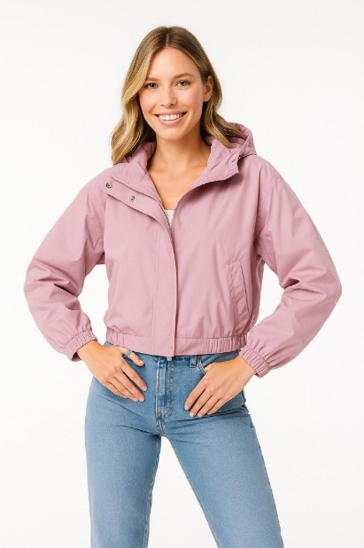 Picture of Short Hooded Jacket with Elastic Waist