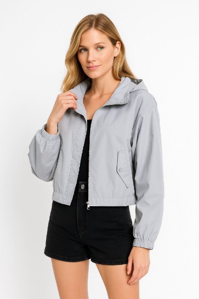 Picture of Short Hooded Jacket with Elastic Waist