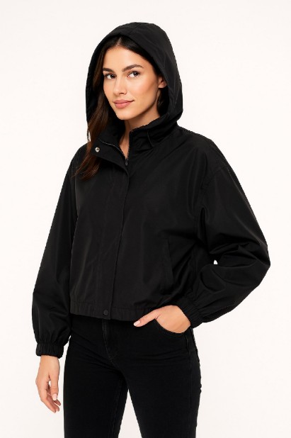 Picture of Short Hooded Jacket with Elastic Waist