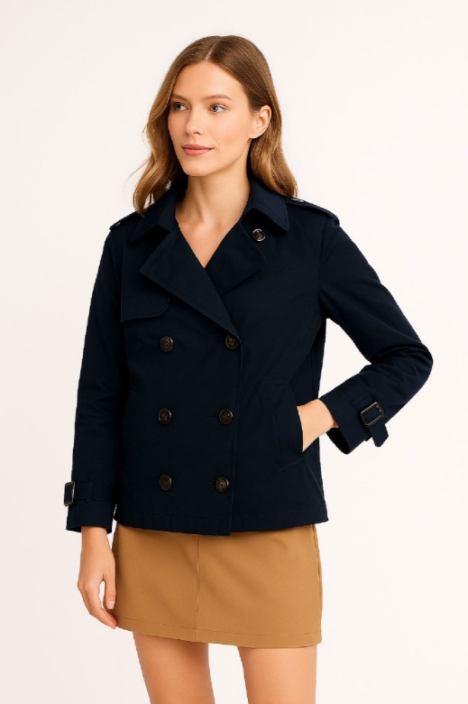 Εικόνα της b'Κοντό Trench Coat με Ζώνες στα Μανίκια