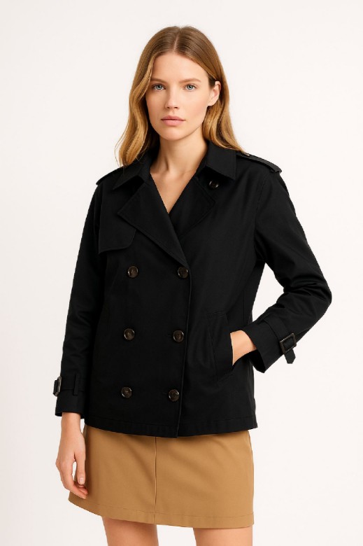 Εικόνα της b'Κοντό Trench Coat με Ζώνες στα Μανίκια