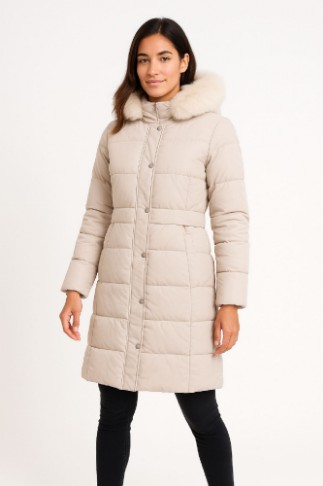 Picture of Premium Belted Fur Hood Puff Coat