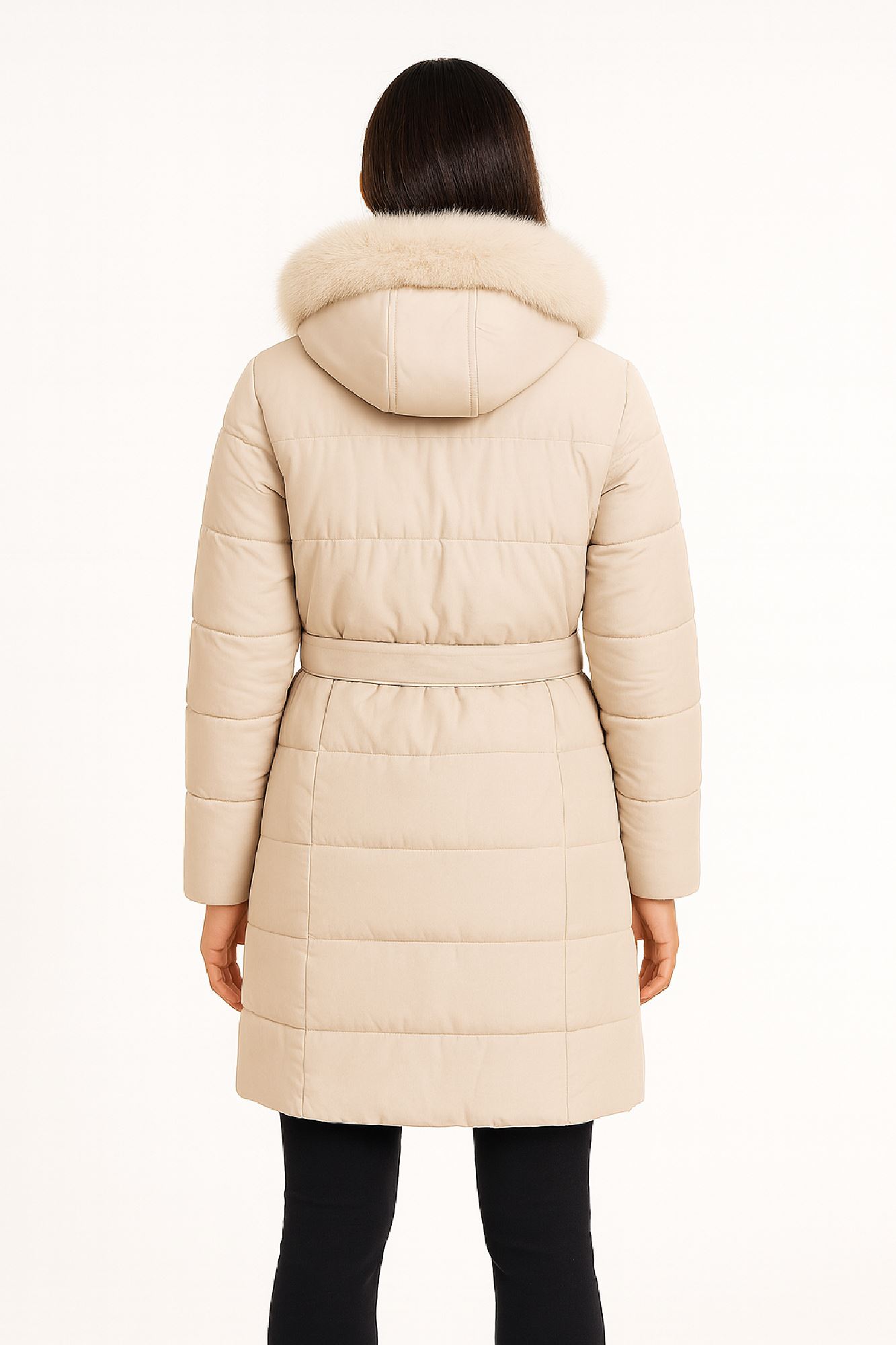 Picture of Premium Belted Fur Hood Puff Coat