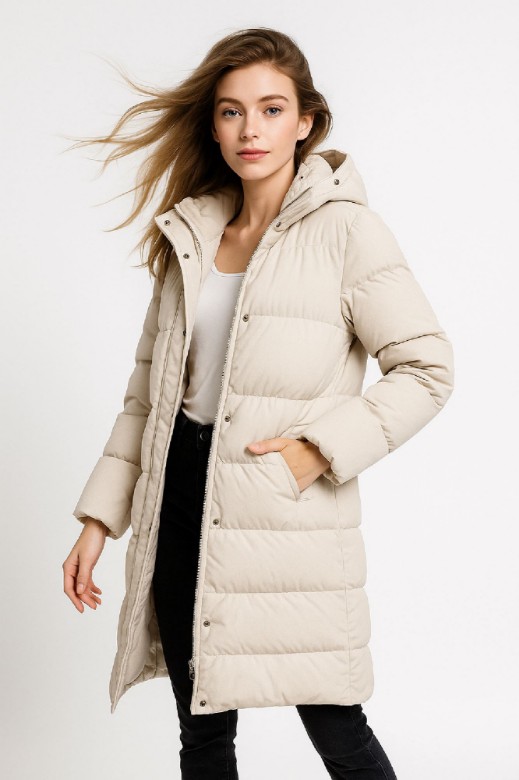 Picture of Long Quilted Hooded Puffer Coat