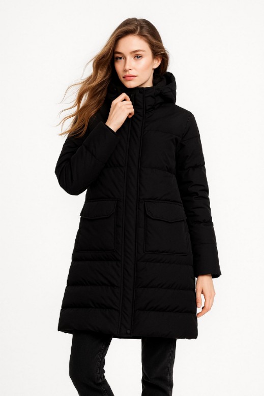 Picture of Long Quilted Hooded Puffer Coat