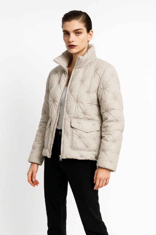 Picture of Short Quilted Jacket with Textured Stitching