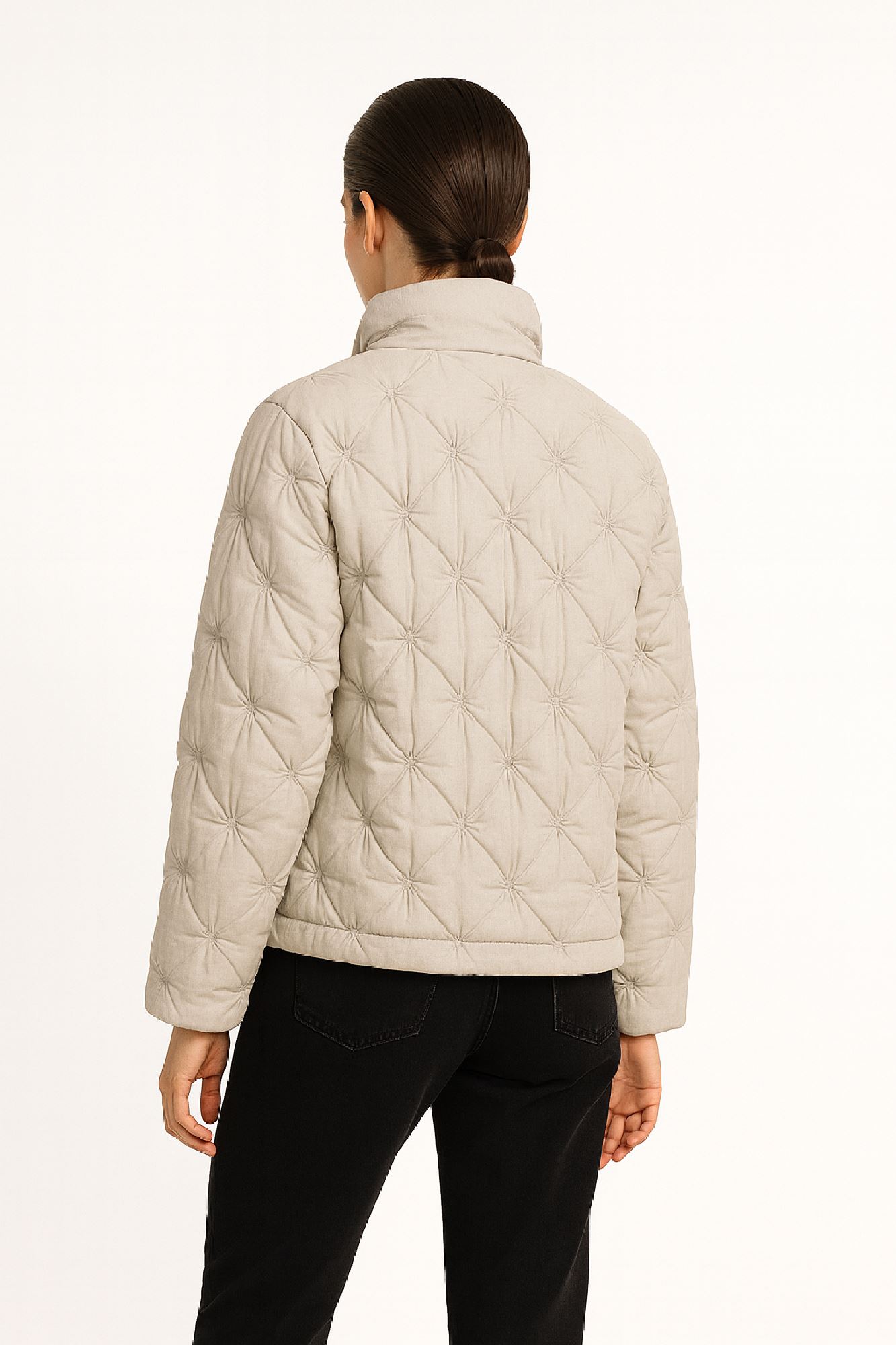 Picture of Short Quilted Jacket with Textured Stitching