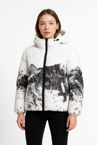 Εικόνα της s'Puffer Jacket με Mountain Print