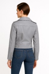 Picture of Cropped Moto Jacket with Metallic Details