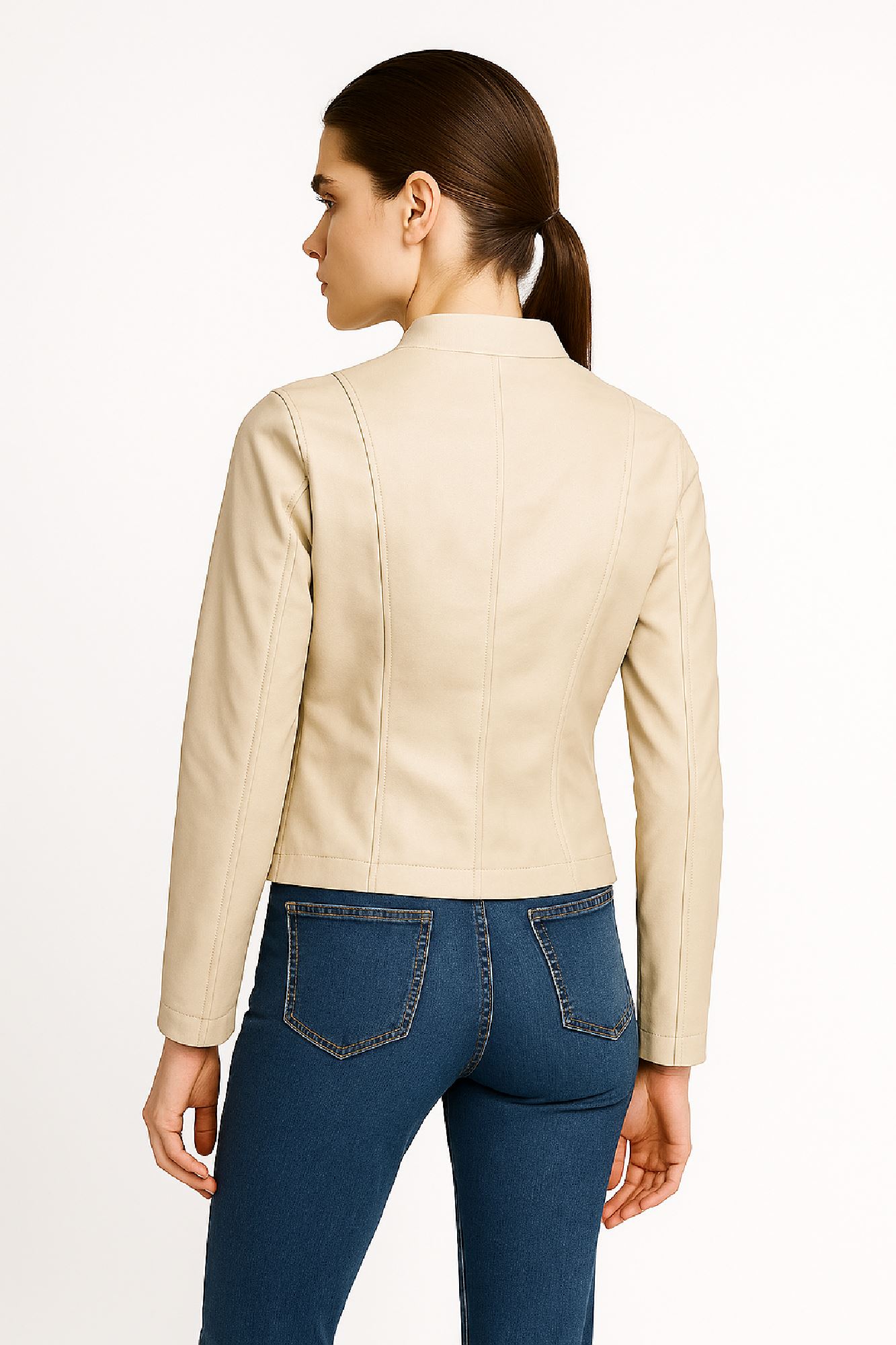 Picture of Minimal Leather Jacket with Clean Line