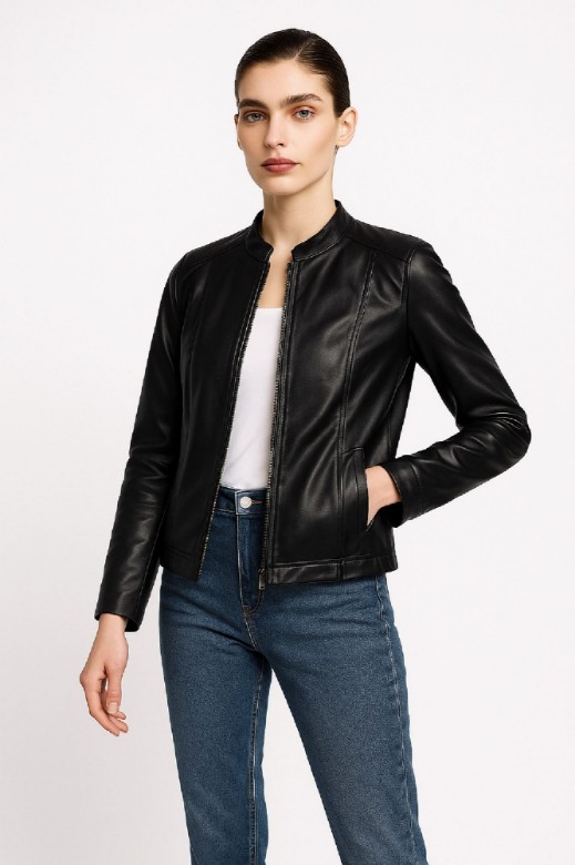 Picture of Minimal Leather Jacket with Clean Line