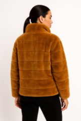 Picture of Short Faux-Fur Jacket with Textured Panel Design