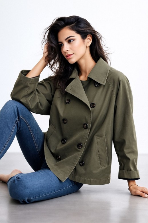 Picture of Short Trench-Style Jacket with Double Breasted Front