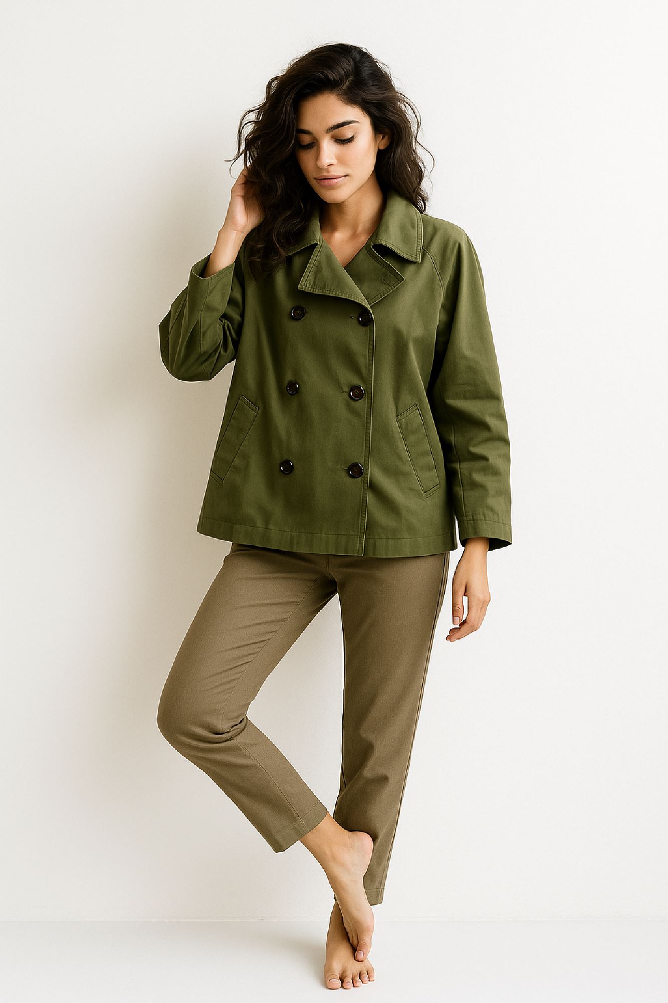 Picture of Short Trench-Style Jacket with Double Breasted Front