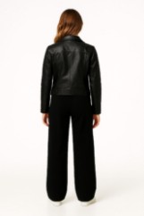 Picture of Cropped Faux-Leather Biker Jacket