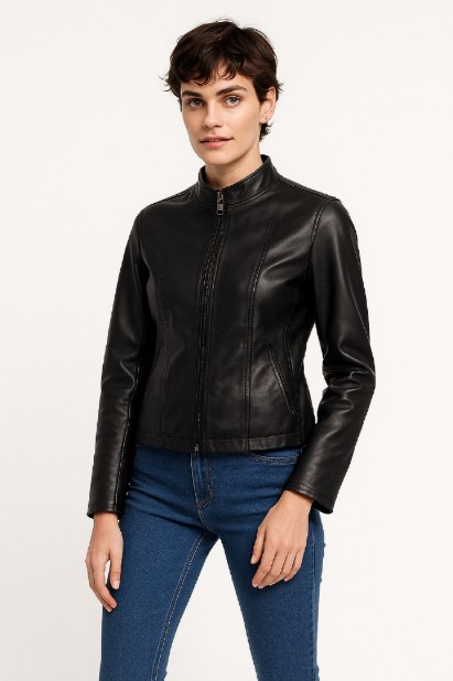 Picture of Short Minimal Leather Jacket