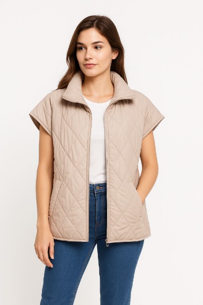 Picture of Quilted Vest with High Stand Collar
