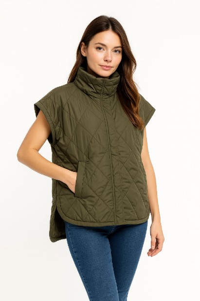 Picture of Quilted Vest with High Stand Collar