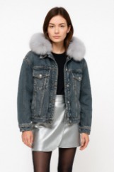 Picture of Denim Jacket with Plush Faux Fur Collar