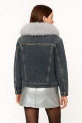 Picture of Denim Jacket with Plush Faux Fur Collar