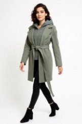 Picture of Long Textured Coat with Belt Detail