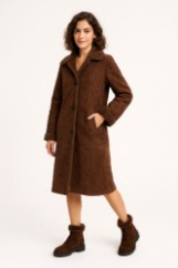 Picture of Long Faux-Fur Coat with Zipper & Collar