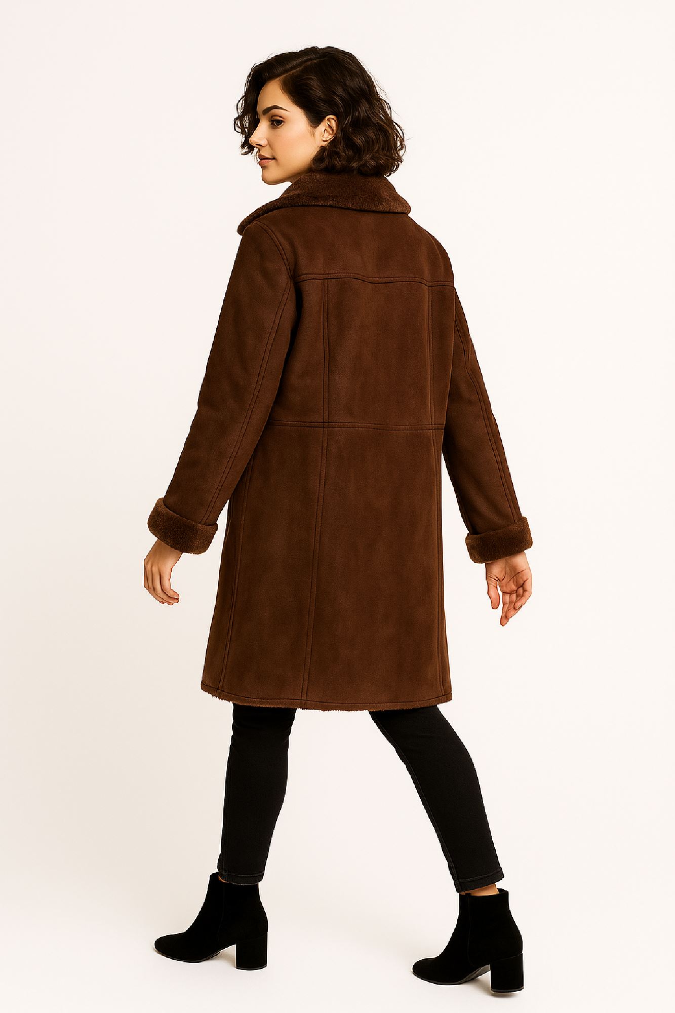 Picture of Long Faux-Fur Coat with Zipper & Collar