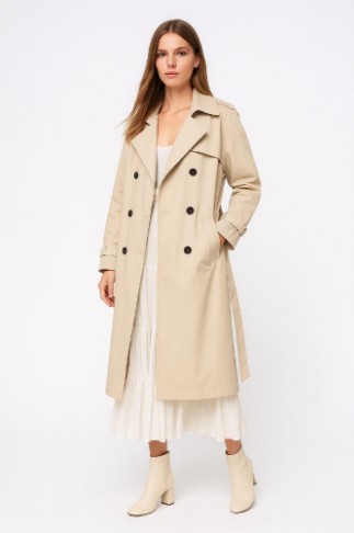 Εικόνα της b'Trench Coat με Αποσπώμενη Κουκούλα & Ζώνη