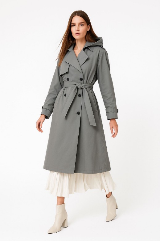 Picture of Trench Coat with Detachable Hood & Belt